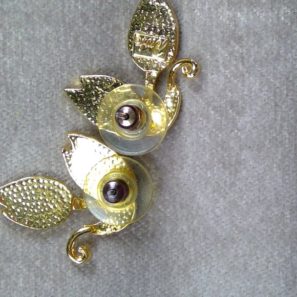 Tulip earrings gold and blue color Stamped - Picture 4 of 4